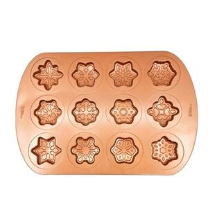 Wilton‎ Snowflake Brownie Muffin Pan Copper Nonstick 12 Cavity Holiday Baking